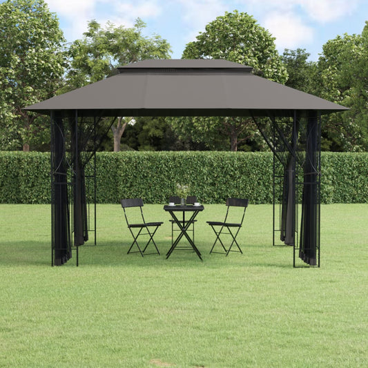 Gazebo con Pareti Laterali Antracite 400x300x270 cm Acciaio - homemem39