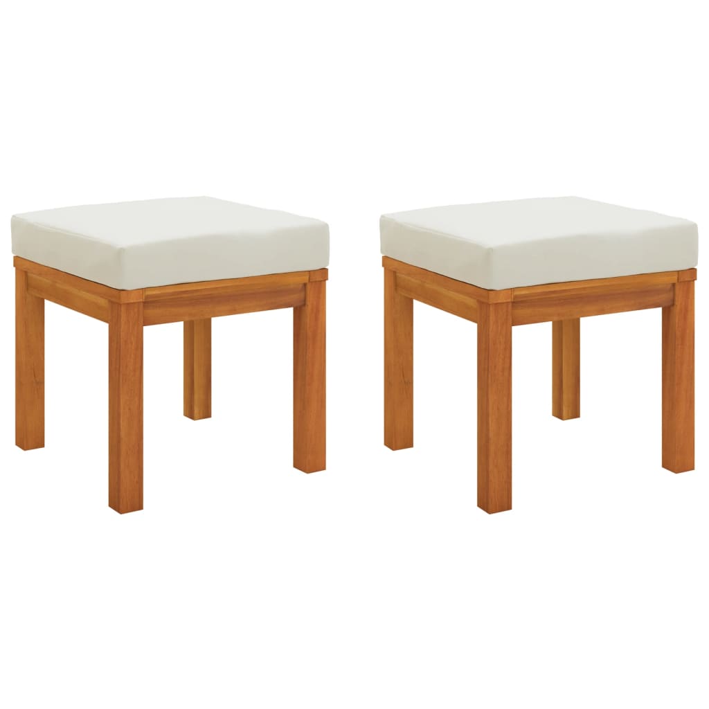 Sgabelli da Giardino con Cuscini 2pz 40x40x42cm Massello Acacia | homemem39