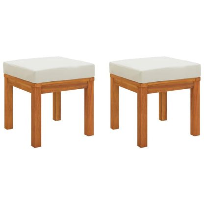 Sgabelli da Giardino con Cuscini 2pz 40x40x42cm Massello Acacia | homemem39