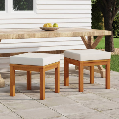Sgabelli da Giardino con Cuscini 2pz 40x40x42cm Massello Acacia | homemem39