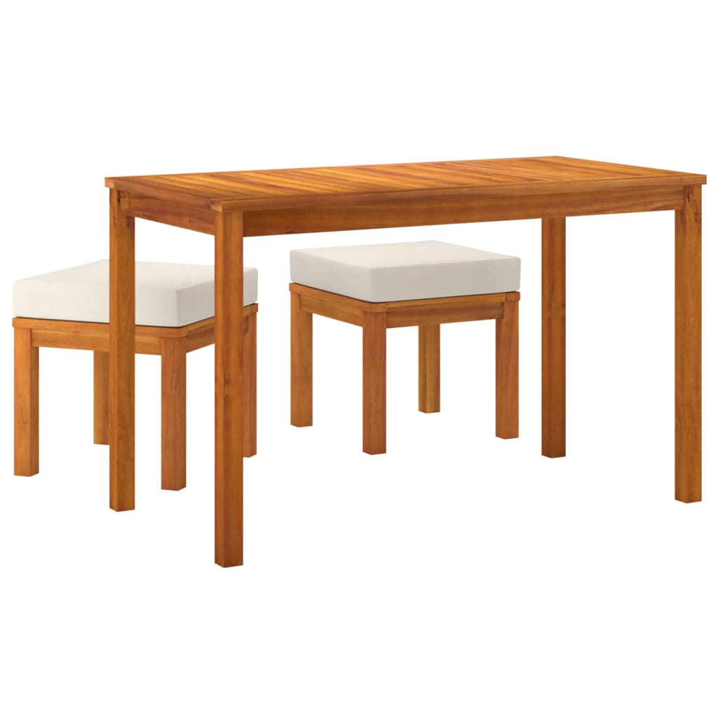 Set da Pranzo da Giardino 3pz con Cuscini Legno Massello Acacia - homemem39