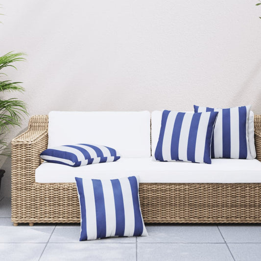 Cuscini Decorativi 4pz Strisce Blu e Bianco 60x60 cm Tessuto | homemem39