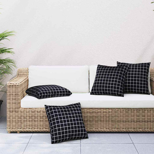 Cuscini Scatter a scacchi 4 pcs Quadro Nero 60 x 60 cm | homemem39