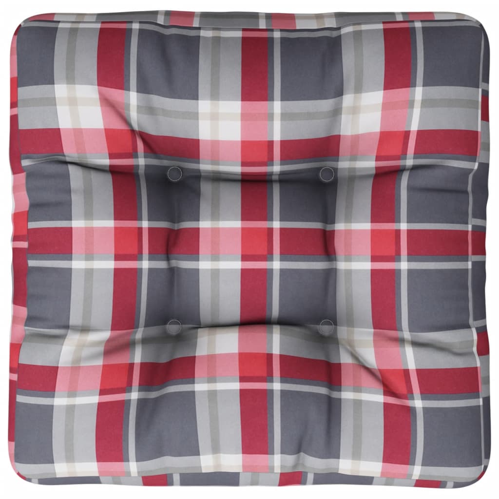 Cuscino per Pallet a Quadri Rossi 50x50x12 cm in Tessuto | homemem39