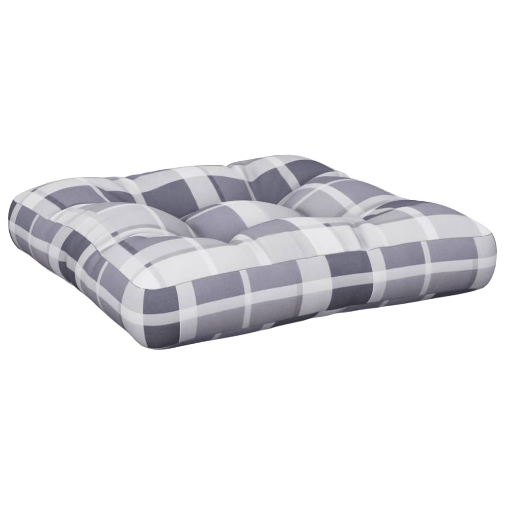 Cuscino per Pallet Motivo a Quadri Grigi 50x50x12 cm in Tessuto | homemem39
