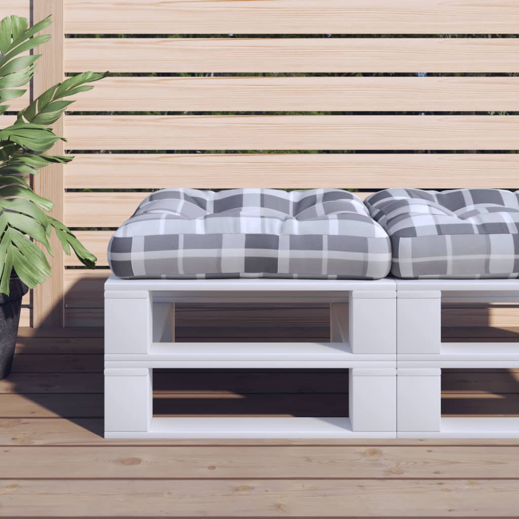Cuscino per Pallet Motivo a Quadri Grigi 50x50x12 cm in Tessuto | homemem39