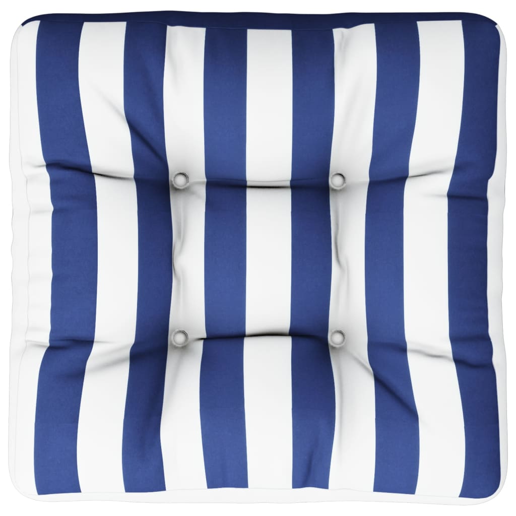 Cuscino per Pallet Strisce Bianche e Blu 50x50x12 cm in Tessuto | homemem39