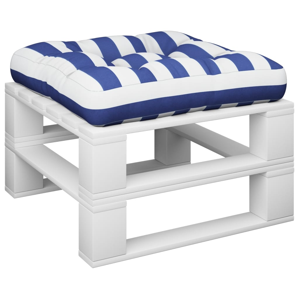 Cuscino per Pallet Strisce Bianche e Blu 50x50x12 cm in Tessuto | homemem39