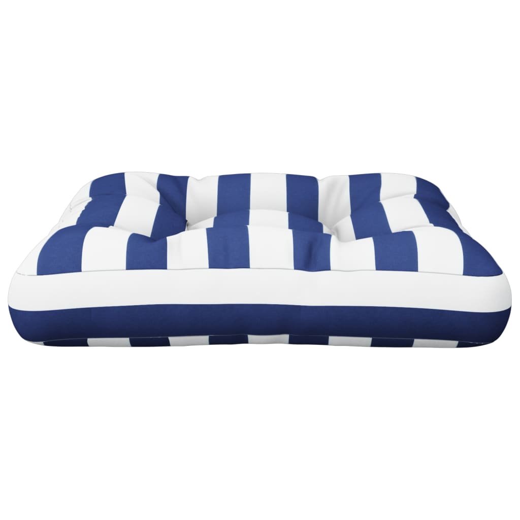 Cuscino per Pallet Strisce Bianche e Blu 50x50x12 cm in Tessuto | homemem39