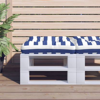 Cuscino per Pallet Strisce Bianche e Blu 50x50x12 cm in Tessuto | homemem39