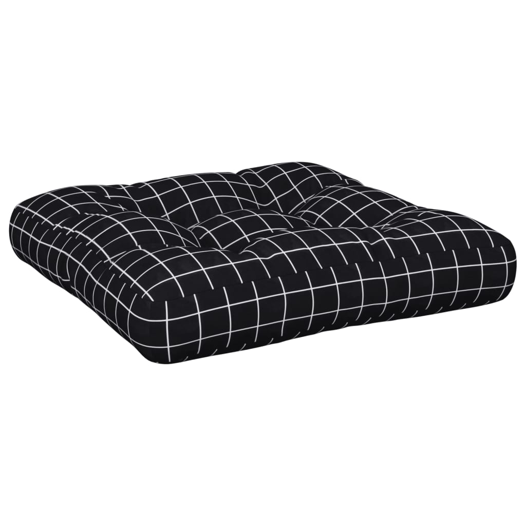 Cuscino per Pallet Motivo a Quadri Nero in Tessuto