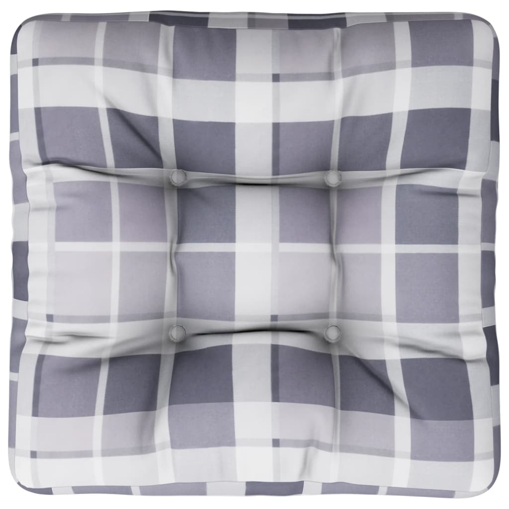 Cuscino per Pallet Motivo a Quadri Grigi 60x60x12 cm in Tessuto | homemem39