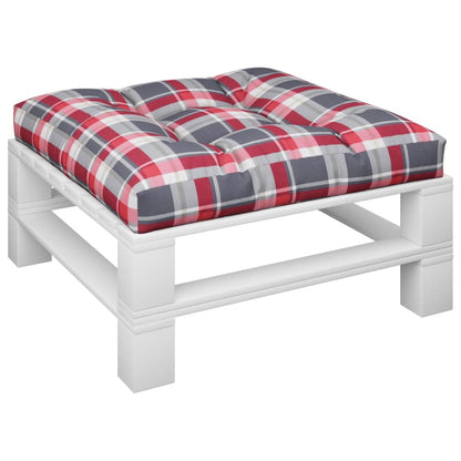 Cuscino per Pallet a Quadri Rossi 70x70x12 cm in Tessuto | homemem39