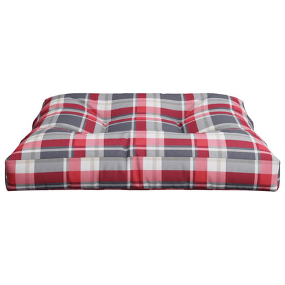 Cuscino per Pallet a Quadri Rossi 70x70x12 cm in Tessuto | homemem39
