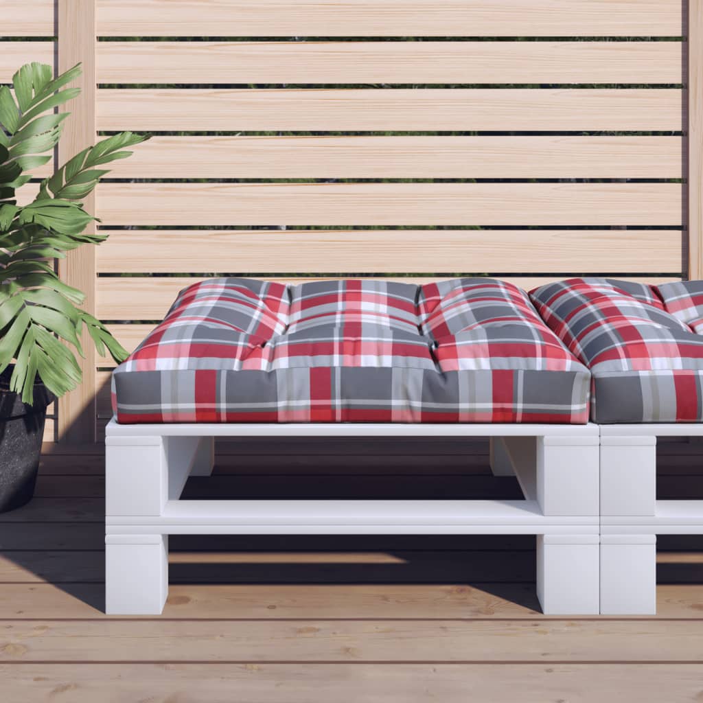 Cuscino per Pallet a Quadri Rossi 70x70x12 cm in Tessuto | homemem39