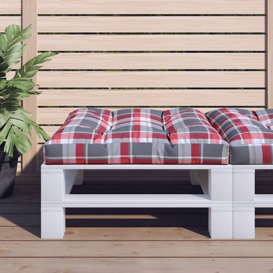 Cuscino per Pallet a Quadri Rossi 70x70x12 cm in Tessuto | homemem39