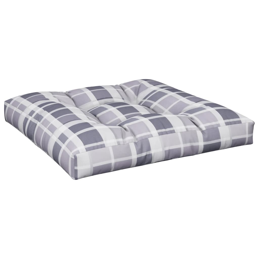 Cuscino per Pallet a Quadri Grigi 70x70x12 cm in Tessuto | homemem39
