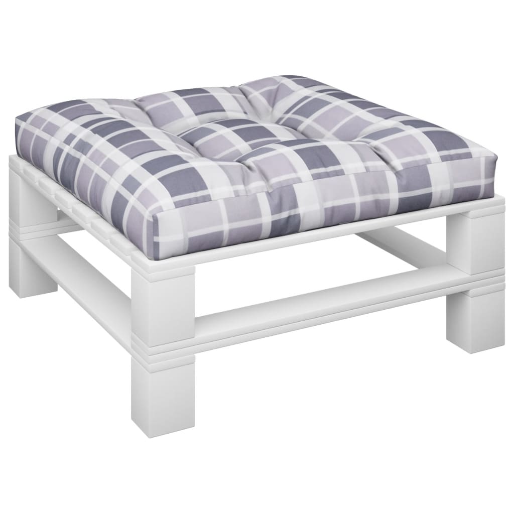 Cuscino per Pallet a Quadri Grigi 70x70x12 cm in Tessuto | homemem39