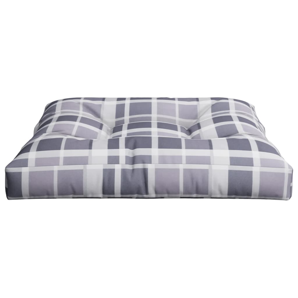 Cuscino per Pallet a Quadri Grigi 70x70x12 cm in Tessuto | homemem39