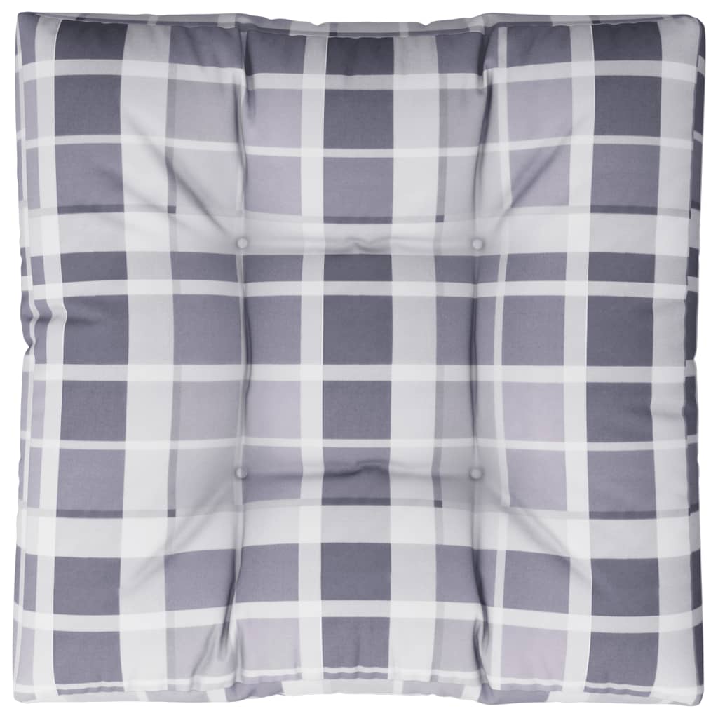 Cuscino per Pallet a Quadri Grigi 70x70x12 cm in Tessuto | homemem39