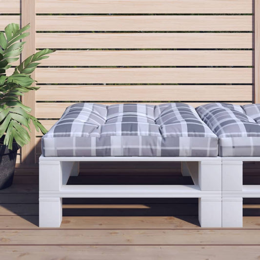 Cuscino per Pallet a Quadri Grigi 70x70x12 cm in Tessuto | homemem39