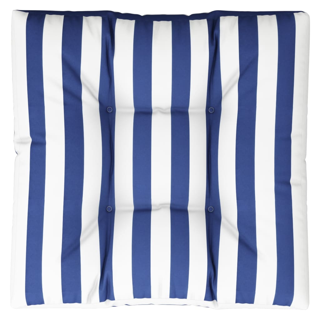 Cuscino per Pallet Strisce Bianche e Blu in Tessuto
