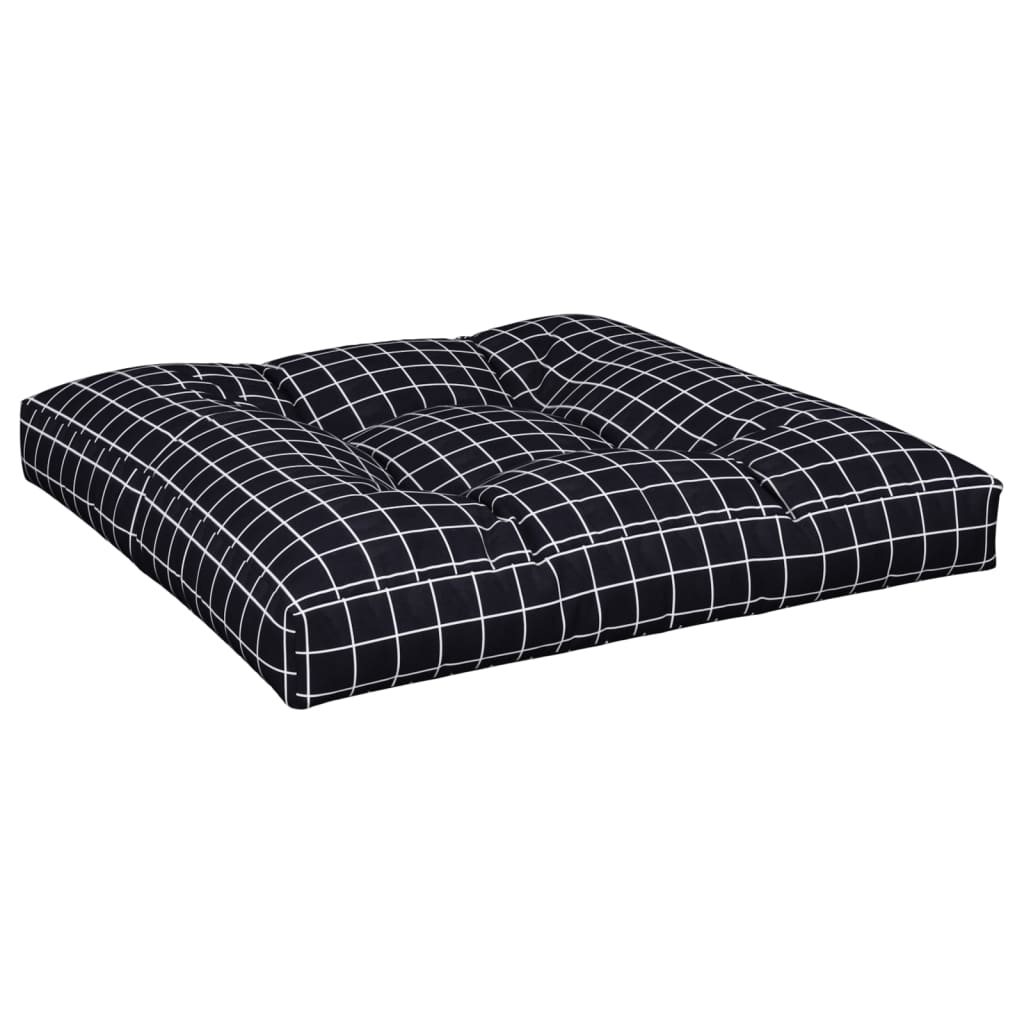 Cuscino per Pallet Motivo a Quadri Nero in Tessuto