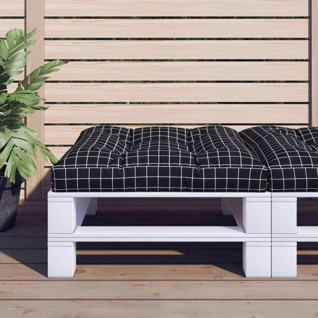 Cuscino per Pallet Motivo a Quadri Nero 70x70x12 cm in Tessuto | homemem39