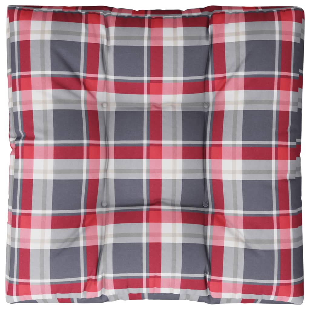 Cuscino per Pallet a Quadri Rossi 80x80x12 cm in Tessuto | homemem39