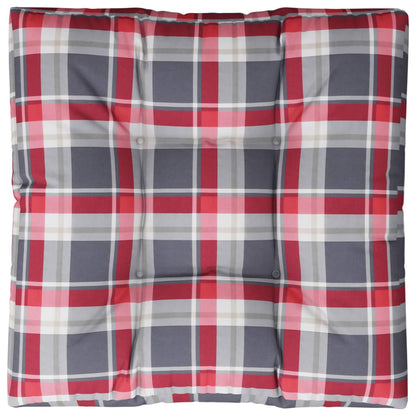 Cuscino per Pallet a Quadri Rossi 80x80x12 cm in Tessuto | homemem39