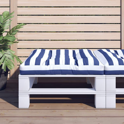 Cuscino per Pallet Strisce Bianche e Blu 80x80x12 cm in Tessuto | homemem39