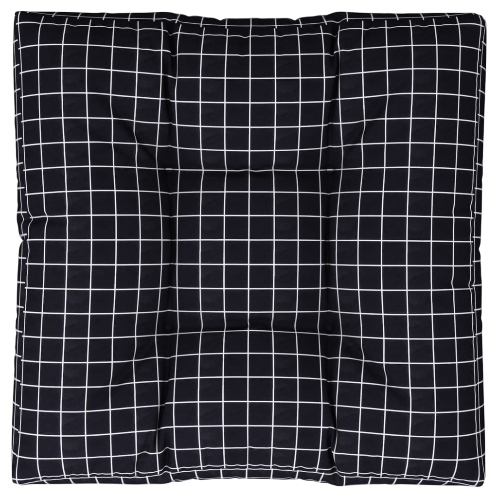 Cuscino per Pallet Motivo a Quadri Nero 80x80x12 cm in Tessuto | homemem39