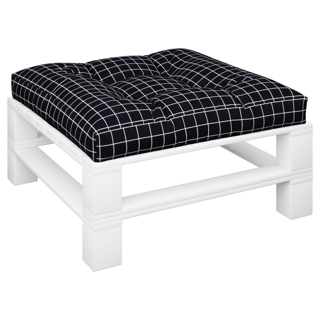 Cuscino per Pallet Motivo a Quadri Nero 80x80x12 cm in Tessuto | homemem39