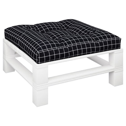 Cuscino per Pallet Motivo a Quadri Nero 80x80x12 cm in Tessuto | homemem39