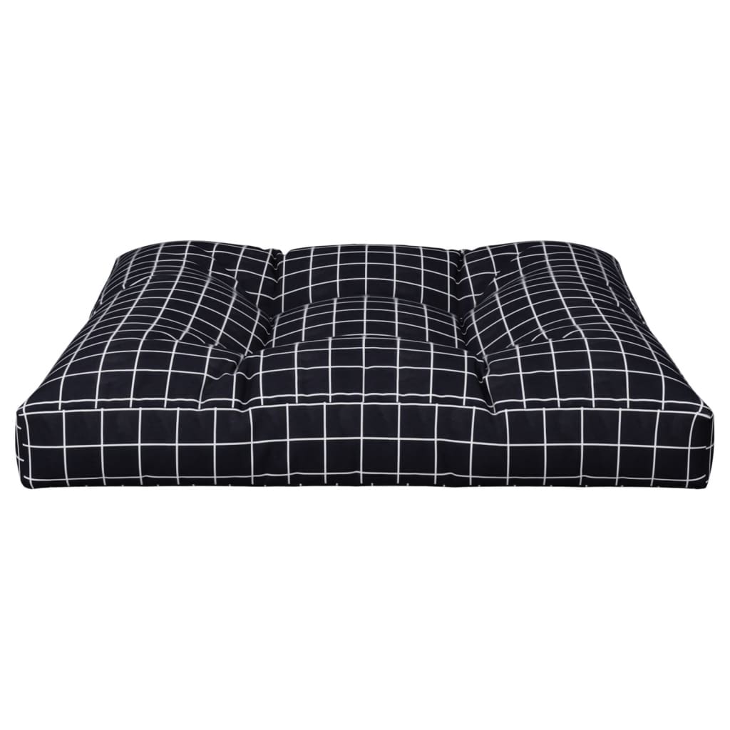 Cuscino per Pallet Motivo a Quadri Nero 80x80x12 cm in Tessuto | homemem39