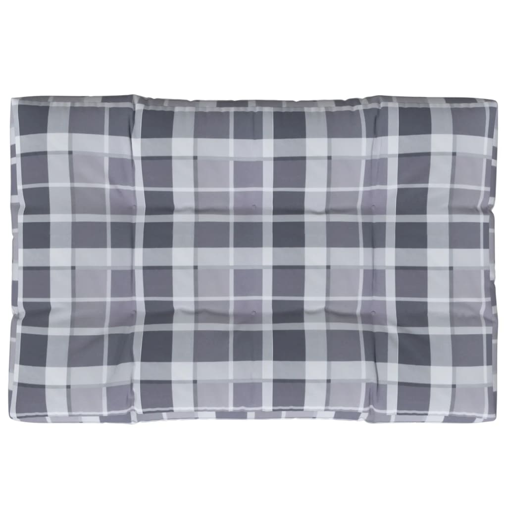 Cuscino per Pallet a Quadri Grigi 120x80x12 cm in Tessuto | homemem39