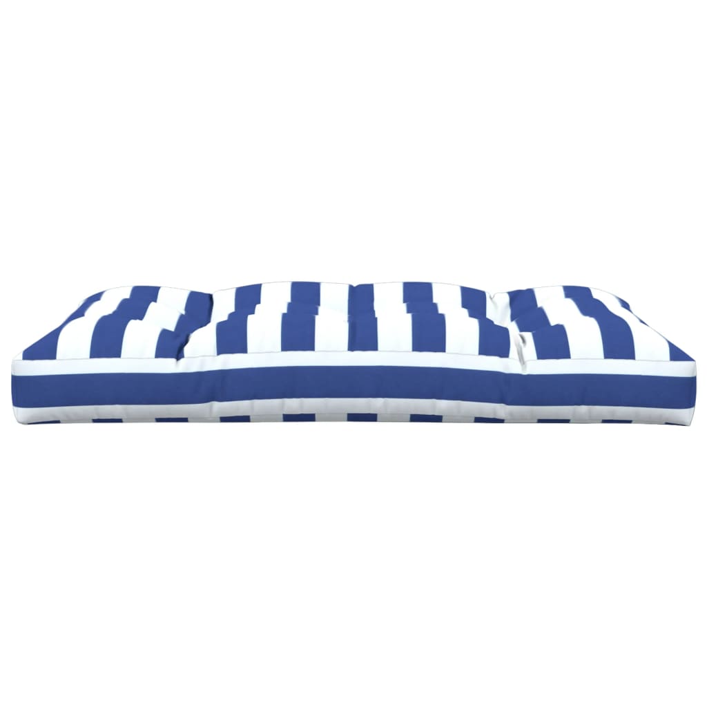 Cuscino per Pallet Strisce Bianche e Blu 120x80x12cm in Tessuto | homemem39