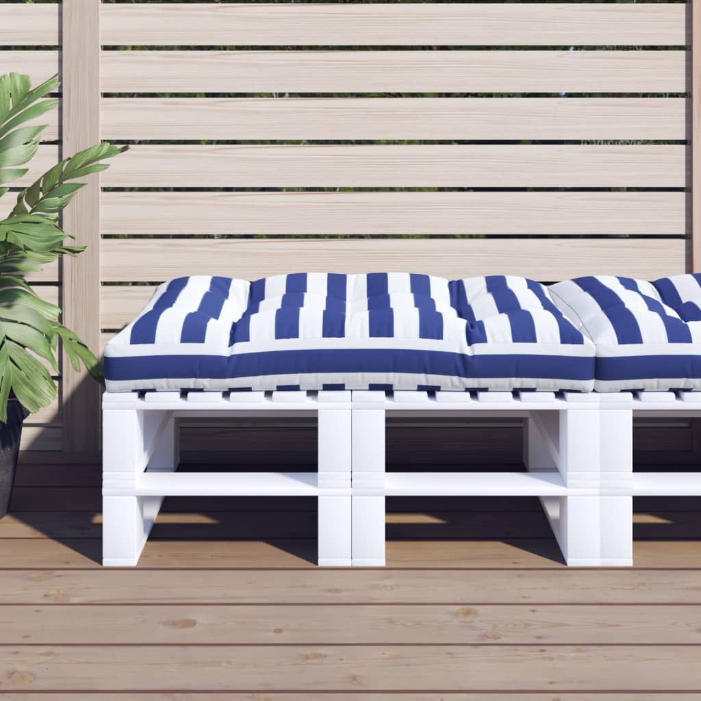 Cuscino per Pallet Strisce Bianche e Blu 120x80x12cm in Tessuto | homemem39