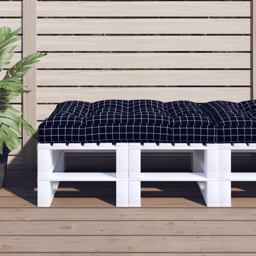 Cuscino per Pallet Motivo a Quadri Nero 120x80x12 cm in Tessuto | homemem39
