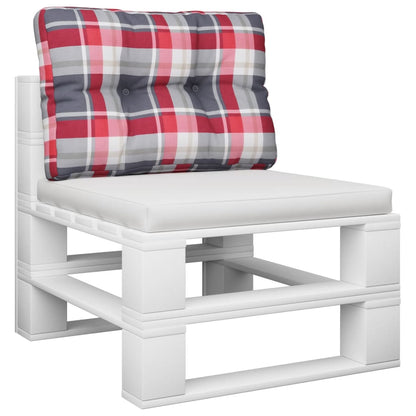 Cuscino per Pallet a Quadri Rossi 50x40x12 cm in Tessuto | homemem39