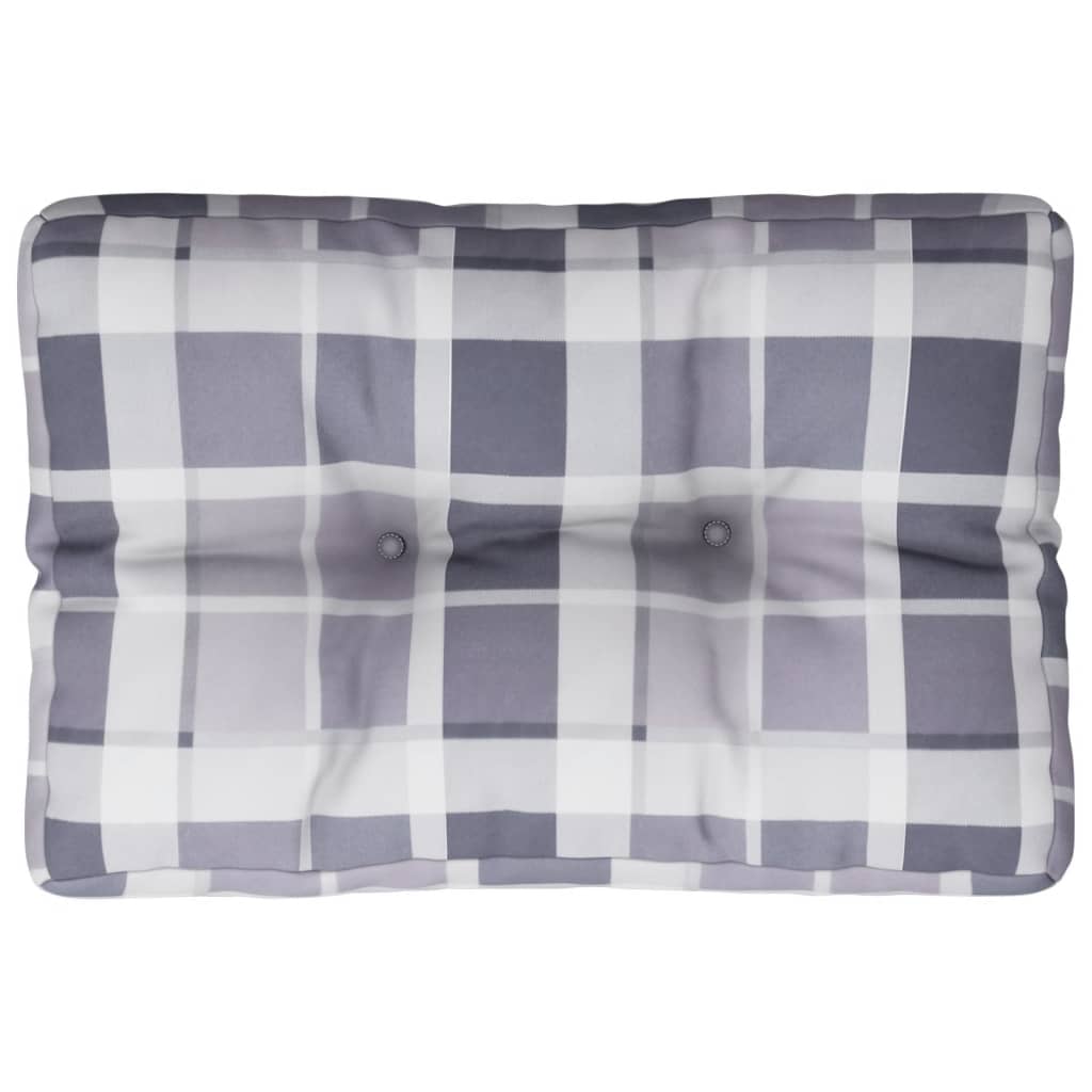 Cuscino per Pallet a Quadri Grigi 50x40x12 cm in Tessuto | homemem39
