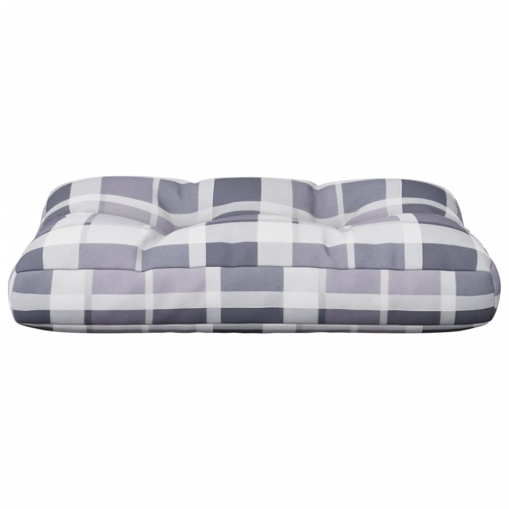 Cuscino per Pallet a Quadri Grigi 50x40x12 cm in Tessuto | homemem39