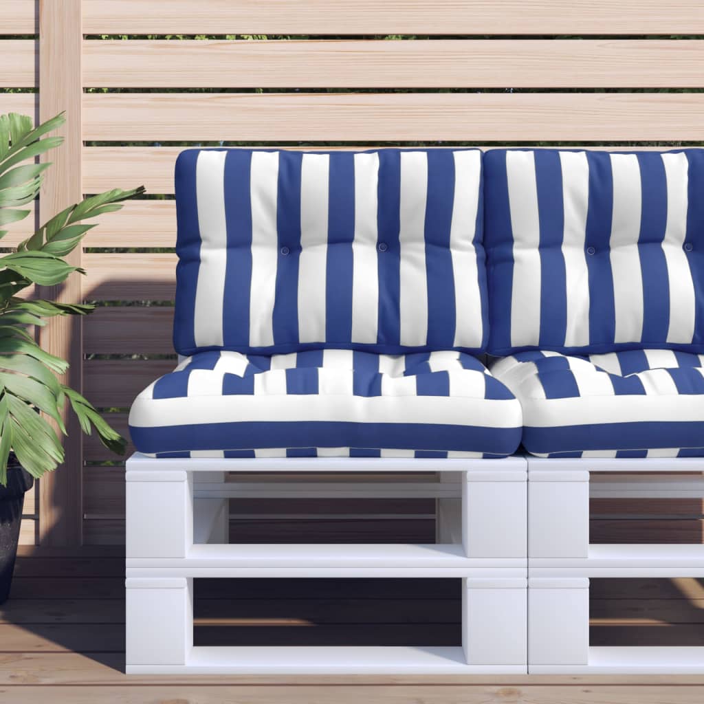 Cuscino per Pallet Strisce Bianche e Blu 50x40x12 cm in Tessuto | homemem39