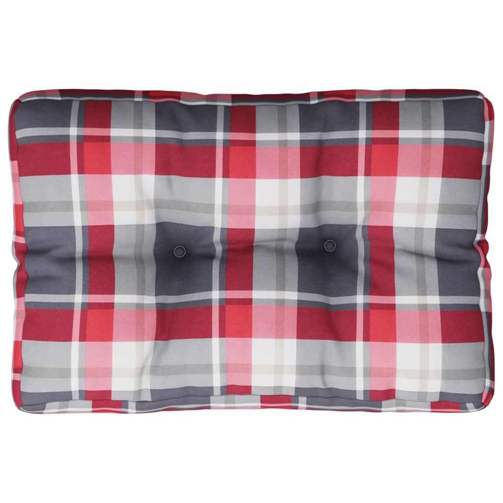 Cuscino per Pallet a Quadri Rossi 60x40x12 cm in Tessuto | homemem39