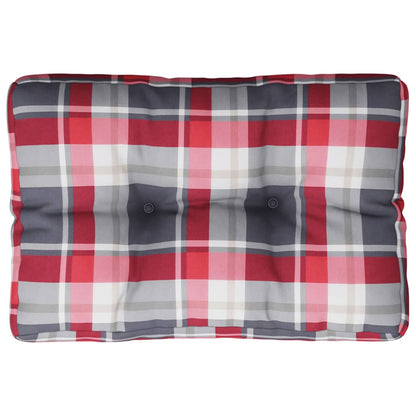 Cuscino per Pallet a Quadri Rossi 60x40x12 cm in Tessuto | homemem39