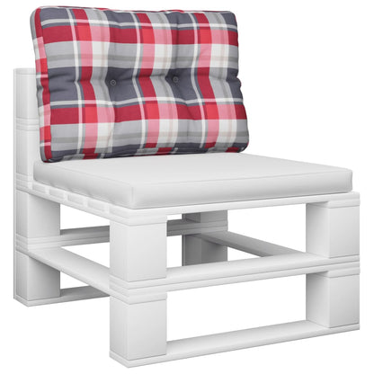 Cuscino per Pallet a Quadri Rossi 60x40x12 cm in Tessuto | homemem39