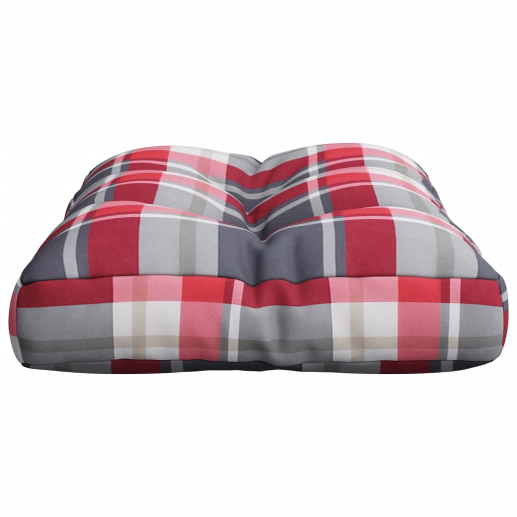 Cuscino per Pallet a Quadri Rossi 60x40x12 cm in Tessuto | homemem39