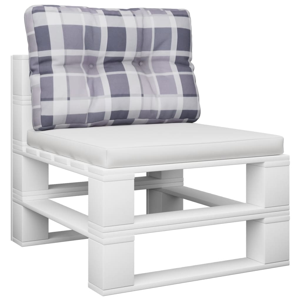 Cuscino per Pallet a Quadri Grigi 60x40x12 cm in Tessuto | homemem39