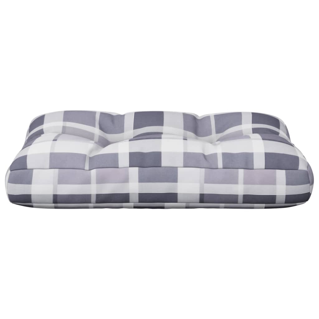 Cuscino per Pallet a Quadri Grigi 60x40x12 cm in Tessuto | homemem39