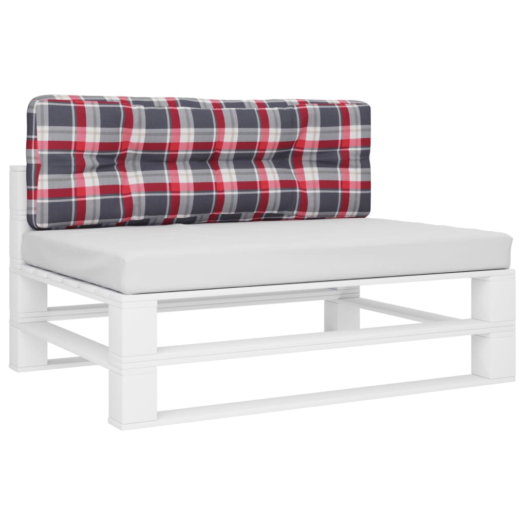 Cuscino per Pallet a Quadri Rossi 120x40x12 cm in Tessuto | homemem39